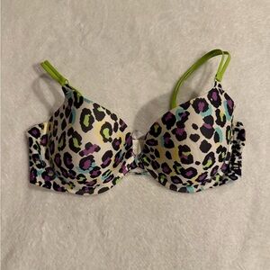 Victorias Secret Body by Victoria Lined Demi Bra Leopard Print Size 36D